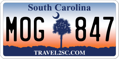 SC license plate MOG847
