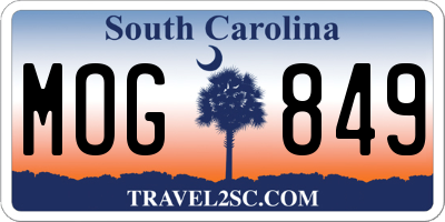 SC license plate MOG849