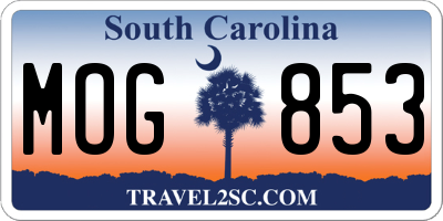 SC license plate MOG853