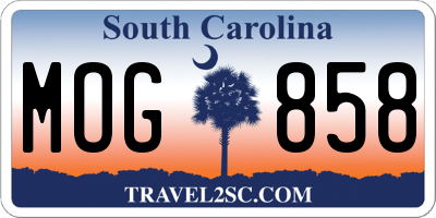 SC license plate MOG858
