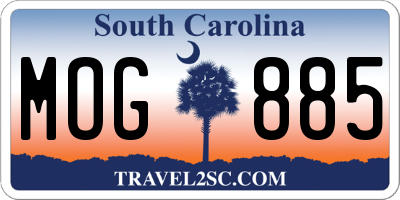 SC license plate MOG885