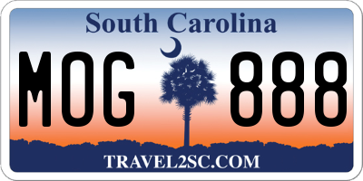 SC license plate MOG888
