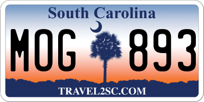 SC license plate MOG893