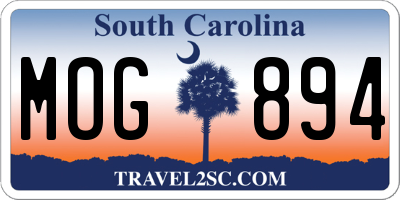 SC license plate MOG894