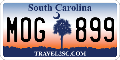 SC license plate MOG899