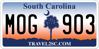 SC license plate MOG903