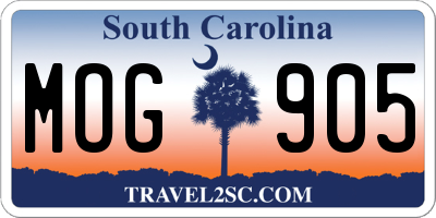 SC license plate MOG905
