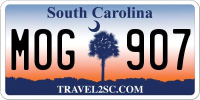 SC license plate MOG907