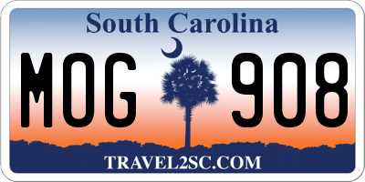 SC license plate MOG908