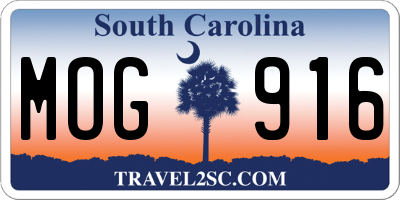 SC license plate MOG916