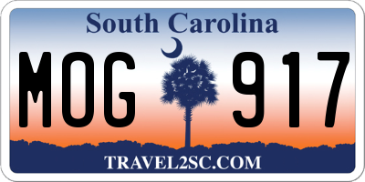 SC license plate MOG917