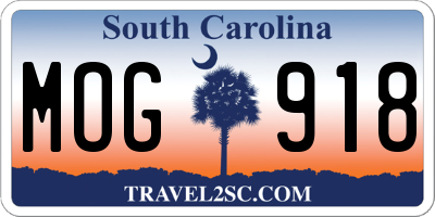 SC license plate MOG918