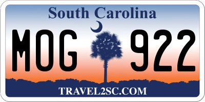 SC license plate MOG922