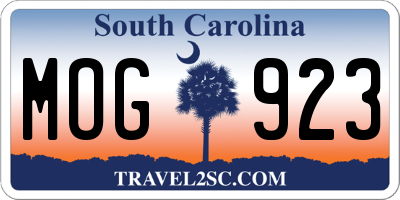 SC license plate MOG923