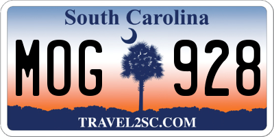 SC license plate MOG928