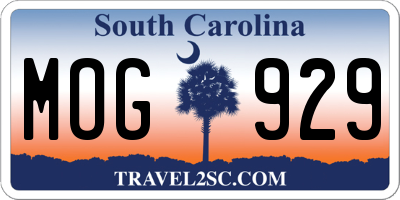 SC license plate MOG929