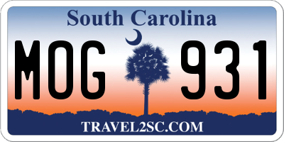 SC license plate MOG931