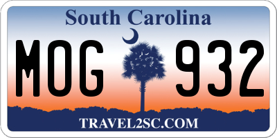 SC license plate MOG932
