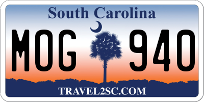 SC license plate MOG940