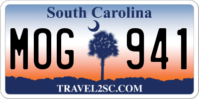 SC license plate MOG941