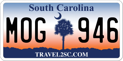 SC license plate MOG946