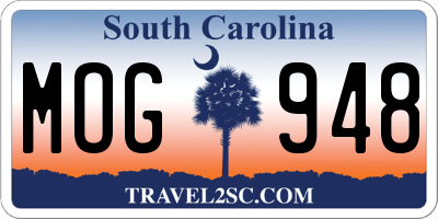 SC license plate MOG948