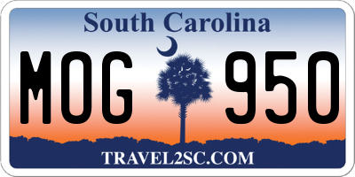 SC license plate MOG950