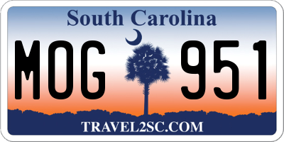 SC license plate MOG951