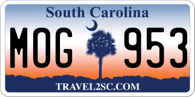 SC license plate MOG953