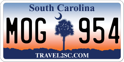 SC license plate MOG954