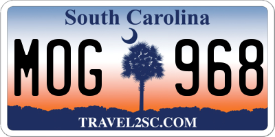 SC license plate MOG968