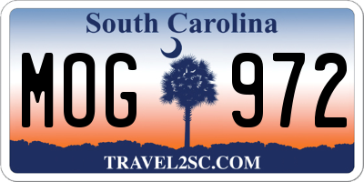 SC license plate MOG972