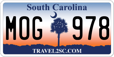 SC license plate MOG978
