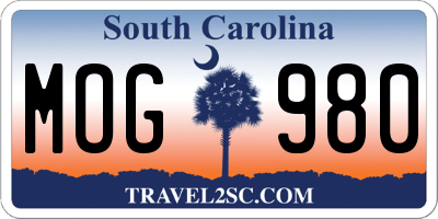SC license plate MOG980