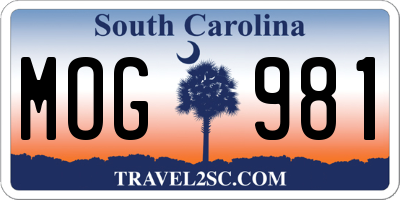 SC license plate MOG981
