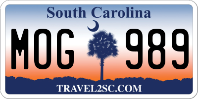 SC license plate MOG989