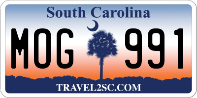 SC license plate MOG991