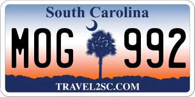 SC license plate MOG992