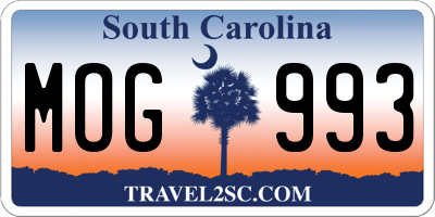 SC license plate MOG993