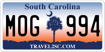 SC license plate MOG994
