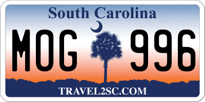 SC license plate MOG996