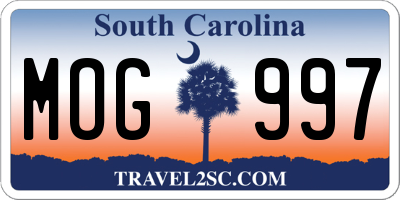 SC license plate MOG997