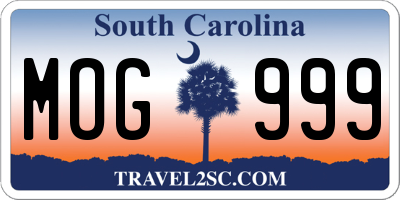 SC license plate MOG999