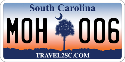 SC license plate MOH006