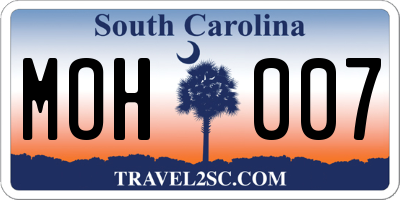 SC license plate MOH007