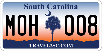 SC license plate MOH008