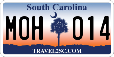 SC license plate MOH014