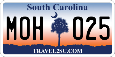 SC license plate MOH025