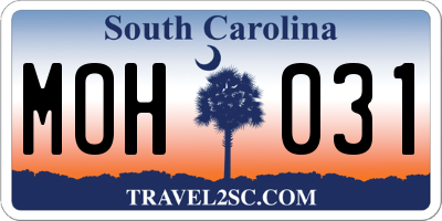 SC license plate MOH031