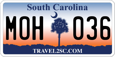 SC license plate MOH036